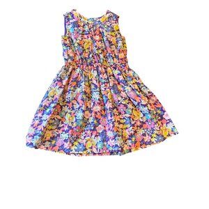 Tea Collection Floral Sleeveless Dress Size 8 Cotton Lined Purple Multicolor